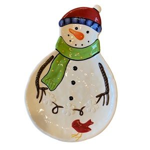 Christmas Plate Decorative Snowman Cookie Tray Serving Platter